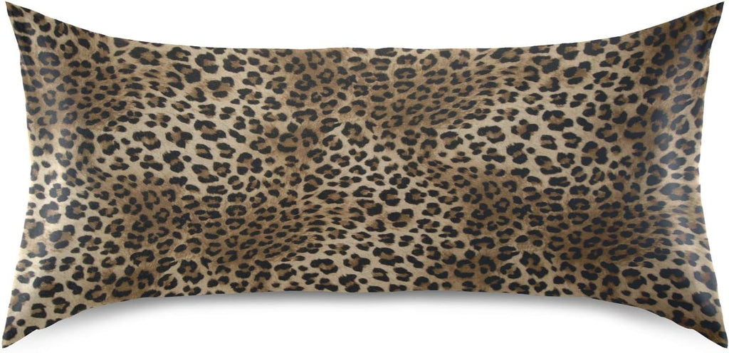 Satin Pillowcase for Hair and Skin, King Size Animal Leopard Skin Decorative Pillow Sham with Envelope Closure Pillow Cover for Bedroom…