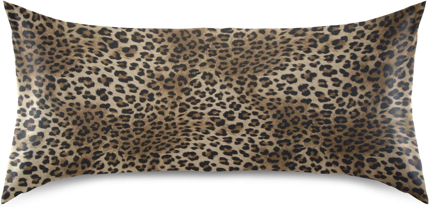 Satin Pillowcase for Hair and Skin, King Size Animal Leopard Skin Decorative Pillow Sham with Envelope Closure Pillow Cover for Bedroom…