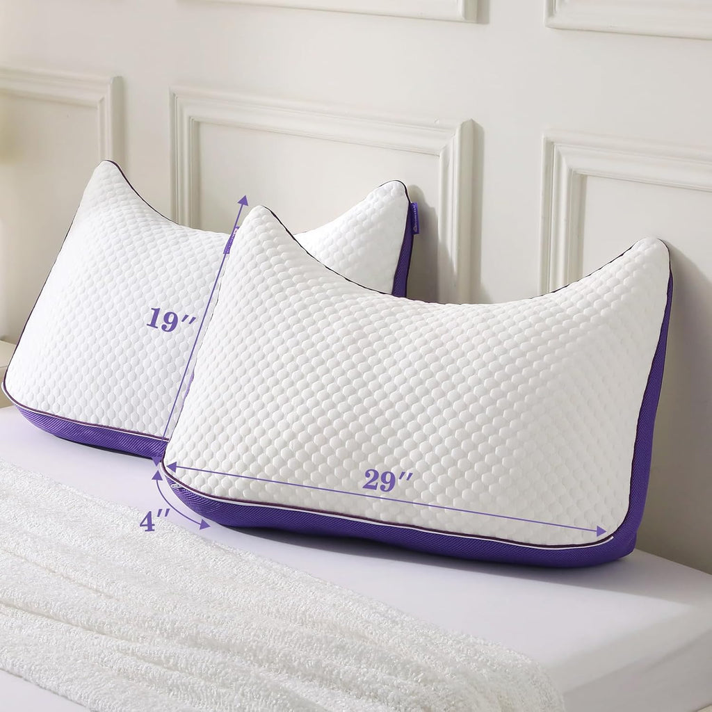 Homelab Adjustable Shredded Memory Foam Curve Pillow Queen Size 29"x19", Oversized Crescent Design for Side & Back Sleepers, Doubles as Bac…