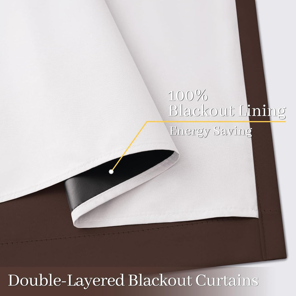 Yakamok 100% Blackout Curtain Panels 63 inches Cold and Light Blocking Drapes for Nursery, 2 Thick Layers Thermal Insulated Draperies (2 Pi…