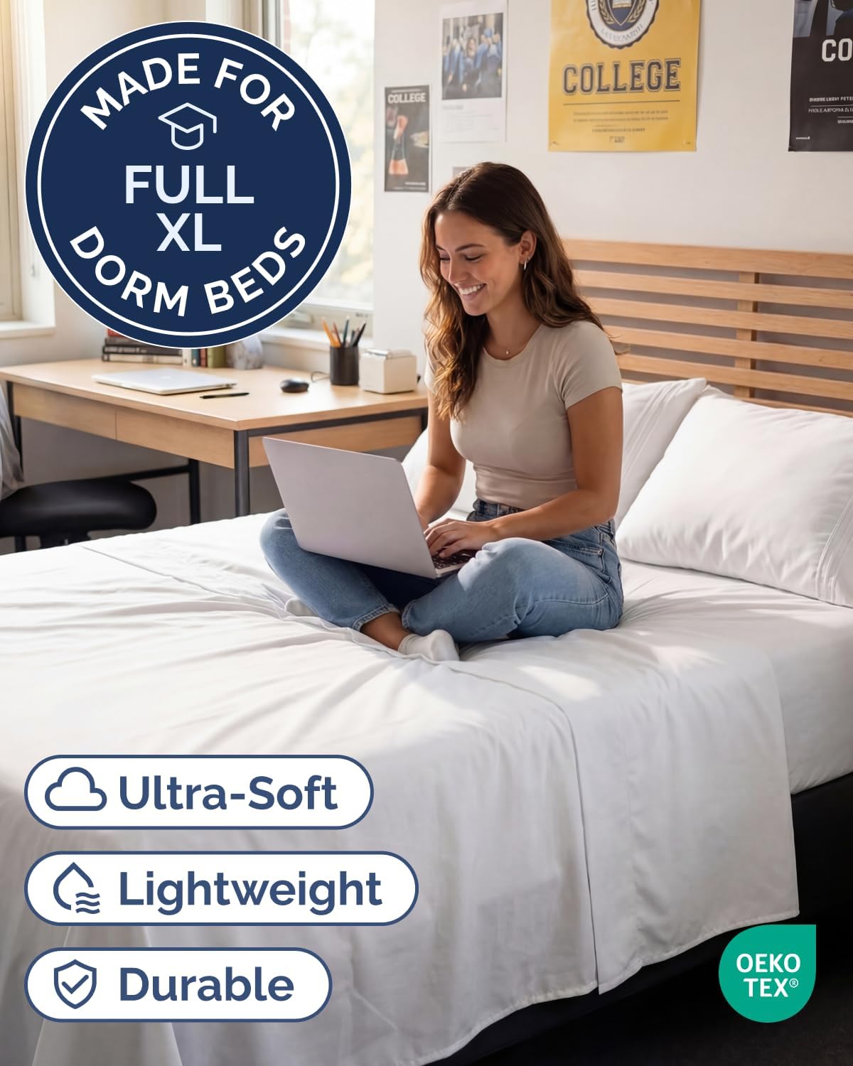 CGKUnlimited Full XL Bed Sheet - 4 Piece Full XL Bed Sheets Set - Ultra-Soft, Comfy, Breathable & Cooling - Hotel Luxury Bedding for Women…