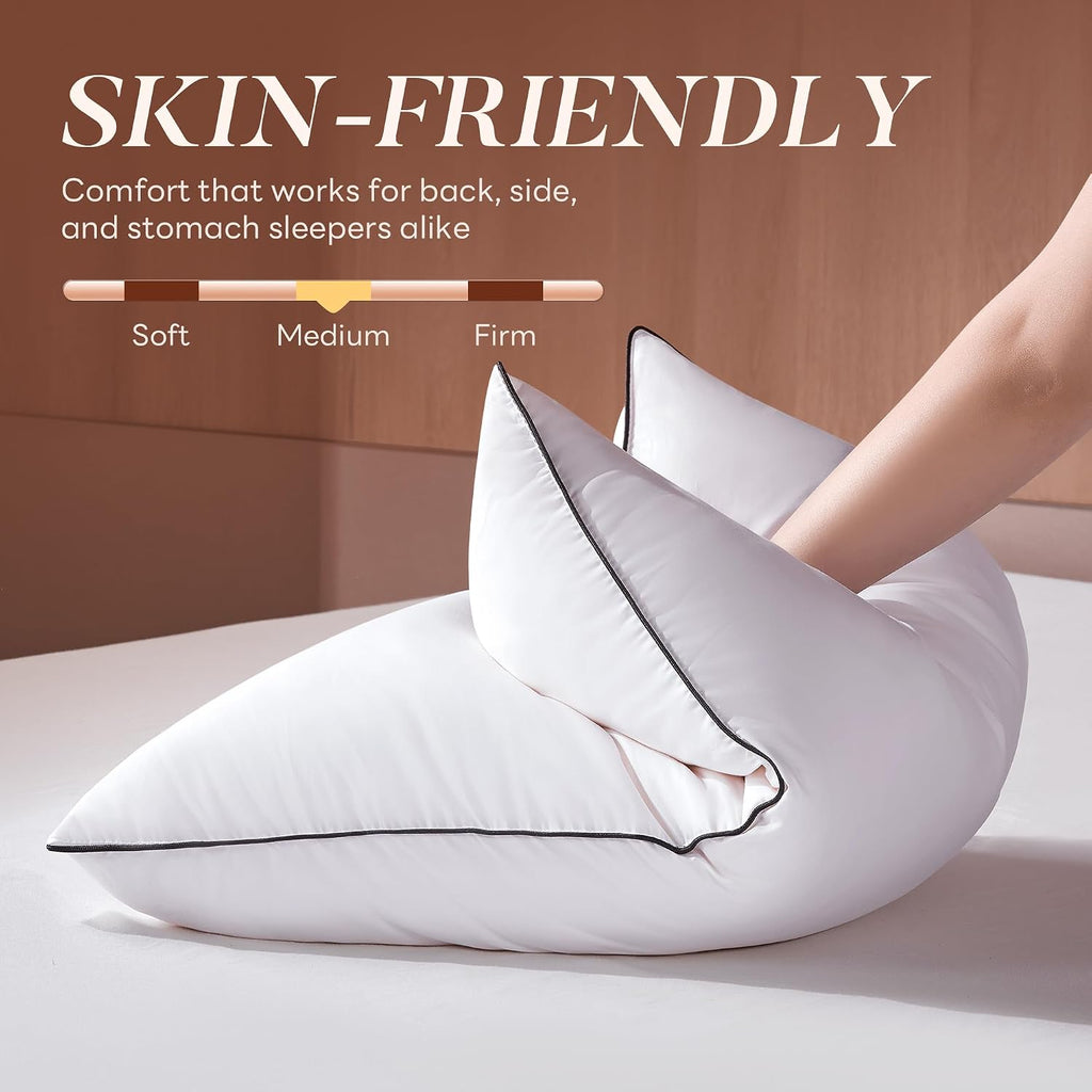 AQUZIN Feather Down Pillows Queen Size Set of 2, Luxury Hotel Collection Bed Pillow for Sleeping, 2 Pack, Fluffy Plush for Side, Bac…