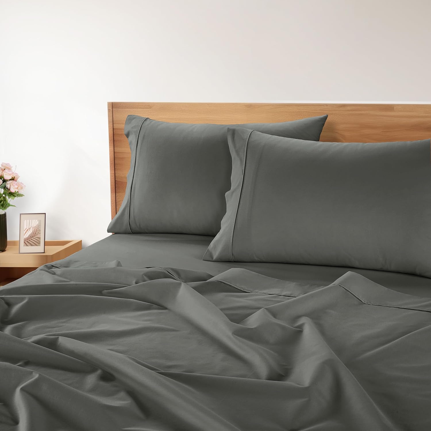 Casa Platino 100% Cotton Sheets California King Size Set - 6 Pieces (1 Flat, 1 Fitted, 4 Pillowcases) - Soft, Breathable & Cooling…