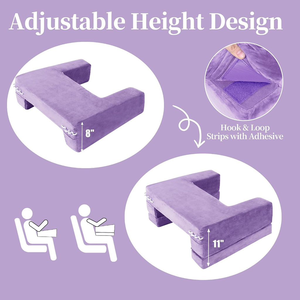 Hombys Adjustable Foam Crochet Pillow for Lap Support, Soft Velvet Reading & Gaming Pillow with Side Pocket and Elastic Band, Desk Pillow f…