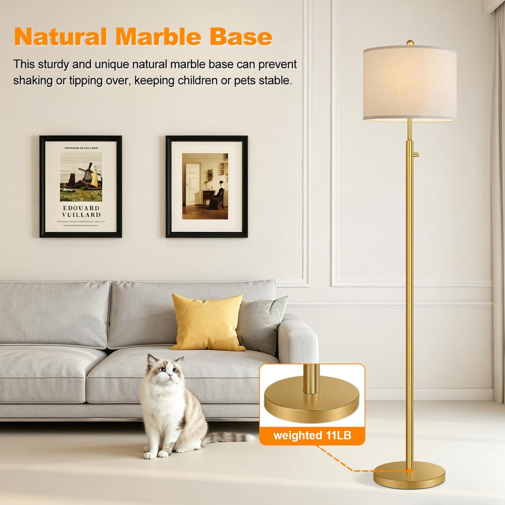 Nintiue 【Upgraded】 Dimmable Floor Lamp for Living Room, 11W LED Bulb Included, Modern Standing Lamp, Tall Pole Light with Linen Shade for…
