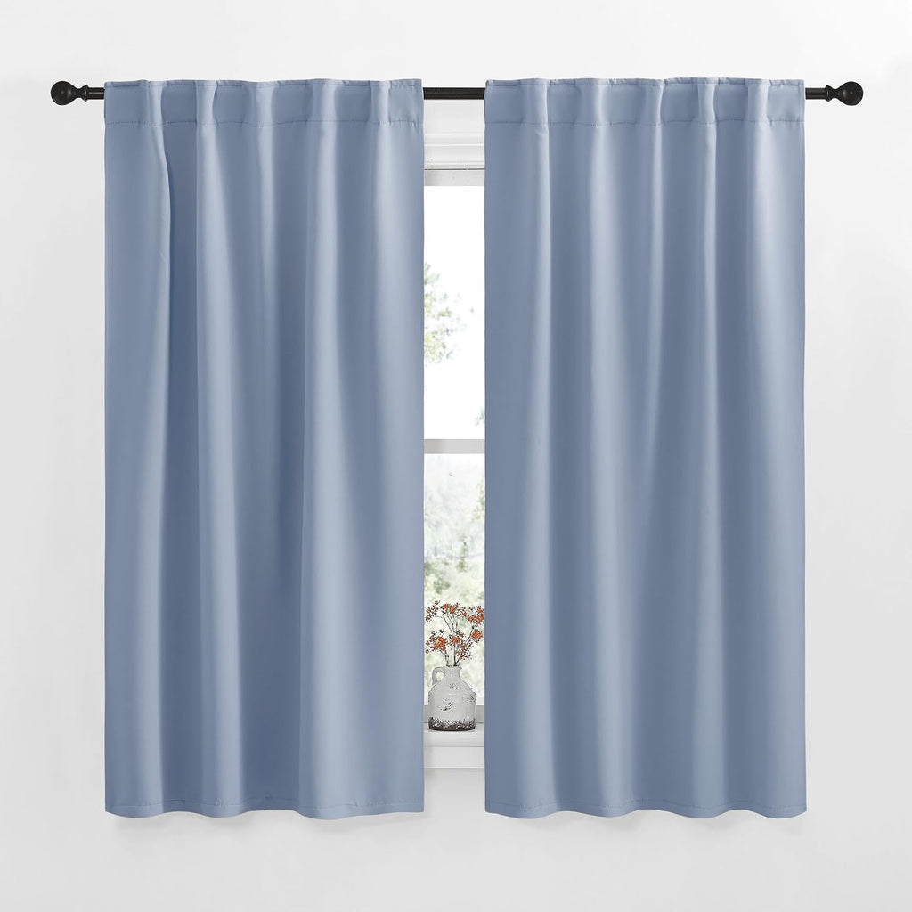 NICETOWN Blackout Curtain Panels for Kitchen - (Vintage Blue Color) 34x63 Inch, 2 Panels Set, Thermal Insulated Room Darkening Blackout…