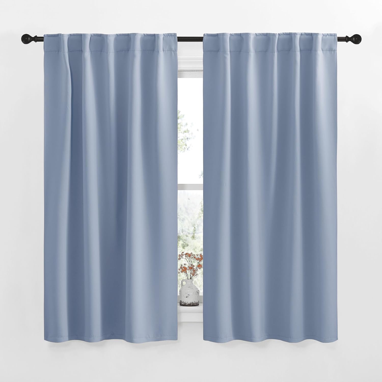 NICETOWN Blackout Curtain Panels for Kitchen - (Vintage Blue Color) 34x63 Inch, 2 Panels Set, Thermal Insulated Room Darkening Blackout…