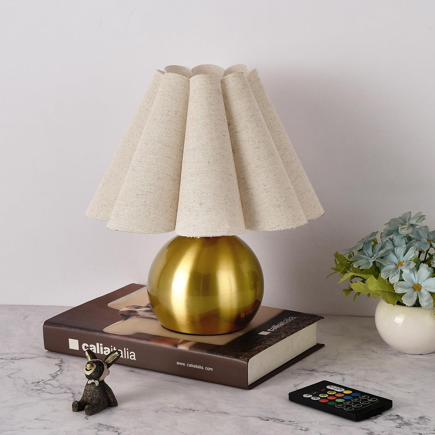 Ziqqeelam Rechargeable Cordless Small Table Lamp, Battery Operated Remote Control Gold Mini Table Lamps for Bedroom Nightstand, Cute…