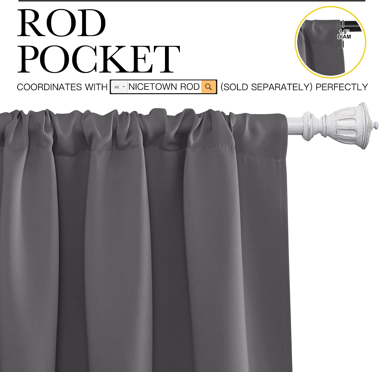 NICETOWN Blackout Curtain Panels for Window - Thermal Insulated Rod Pocket Blackout Drapes/Draperies for Dining Room (2 Panels, W70 x L95…