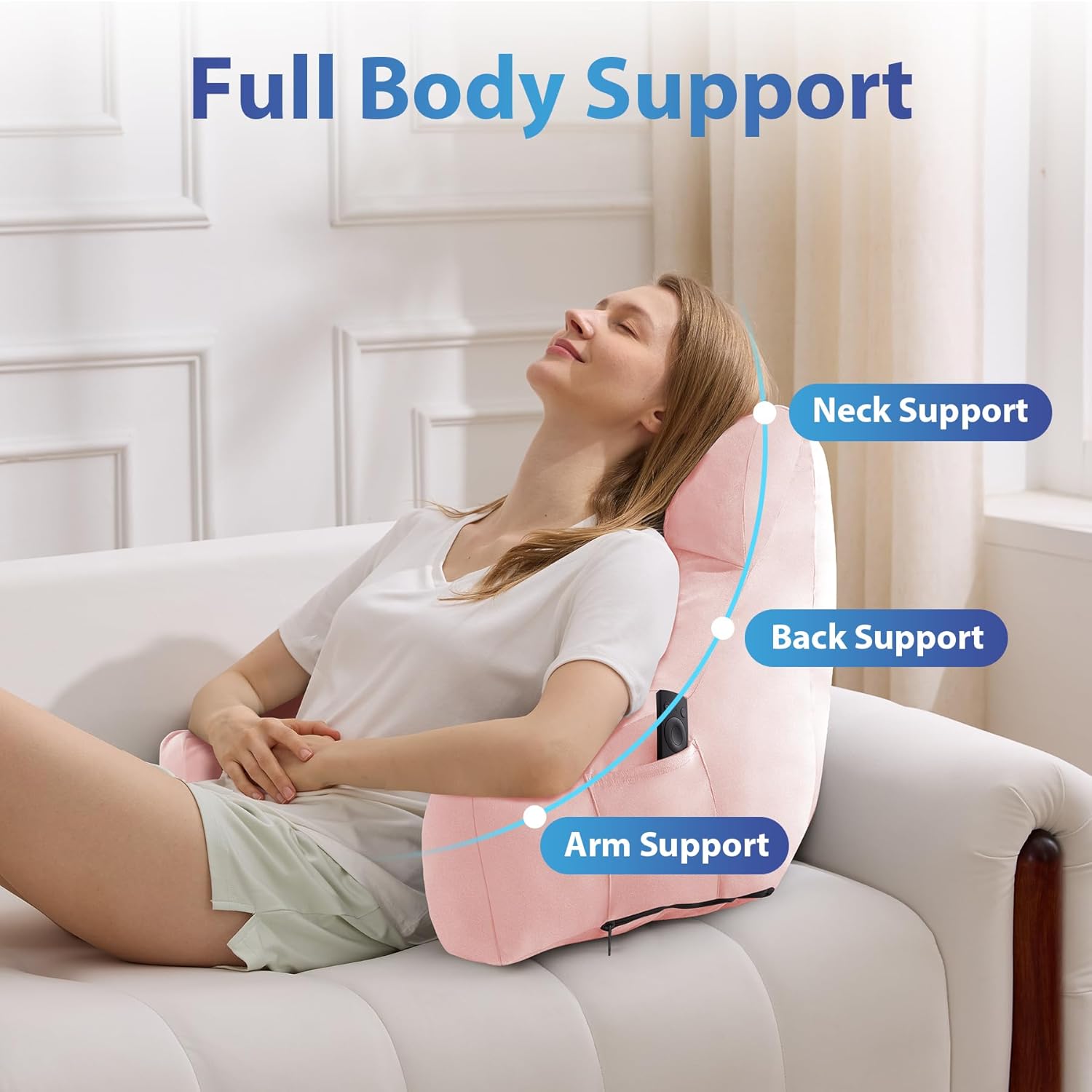 Ipynbap Back Pillow for Bed Sitting up, Reading Pillow for Sitting in Bed Adult, Back Support Pillow, Memory Foam Sit up Lounge Backrest Pi…