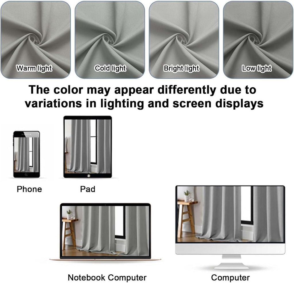 Gwine Silver Grey Blackout Curtains for Living Room 72 inches Long, Noise Reducing Room Darkening Window Treatment Curtains for Bedroom…