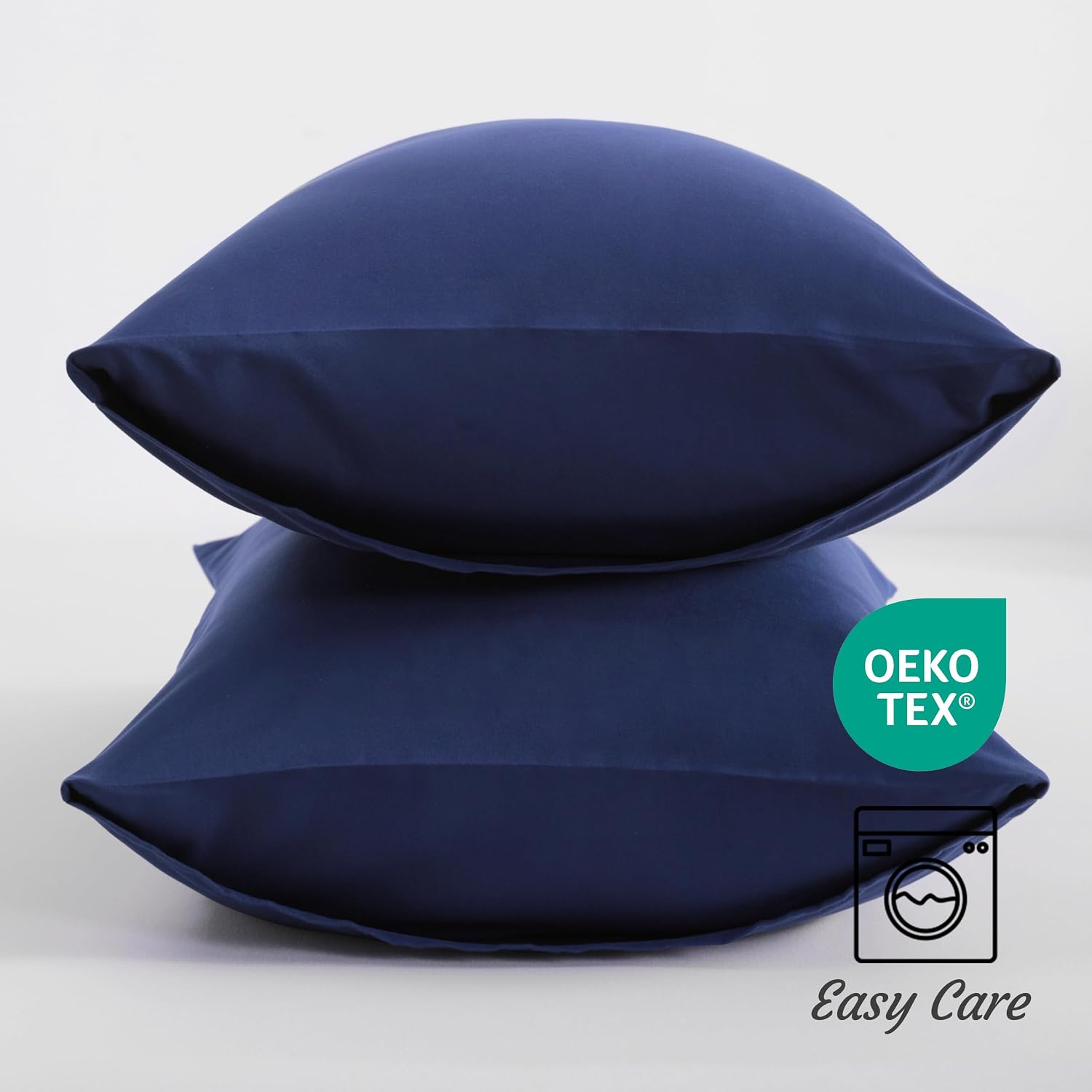 Ntbay Queen Pillow Cases Set, 2 Pack Brushed Microfiber 20x30 Inches, Soft, Wrinkle, Fade, Stain Resistant Navy Blue Pillow Cases with Enve…