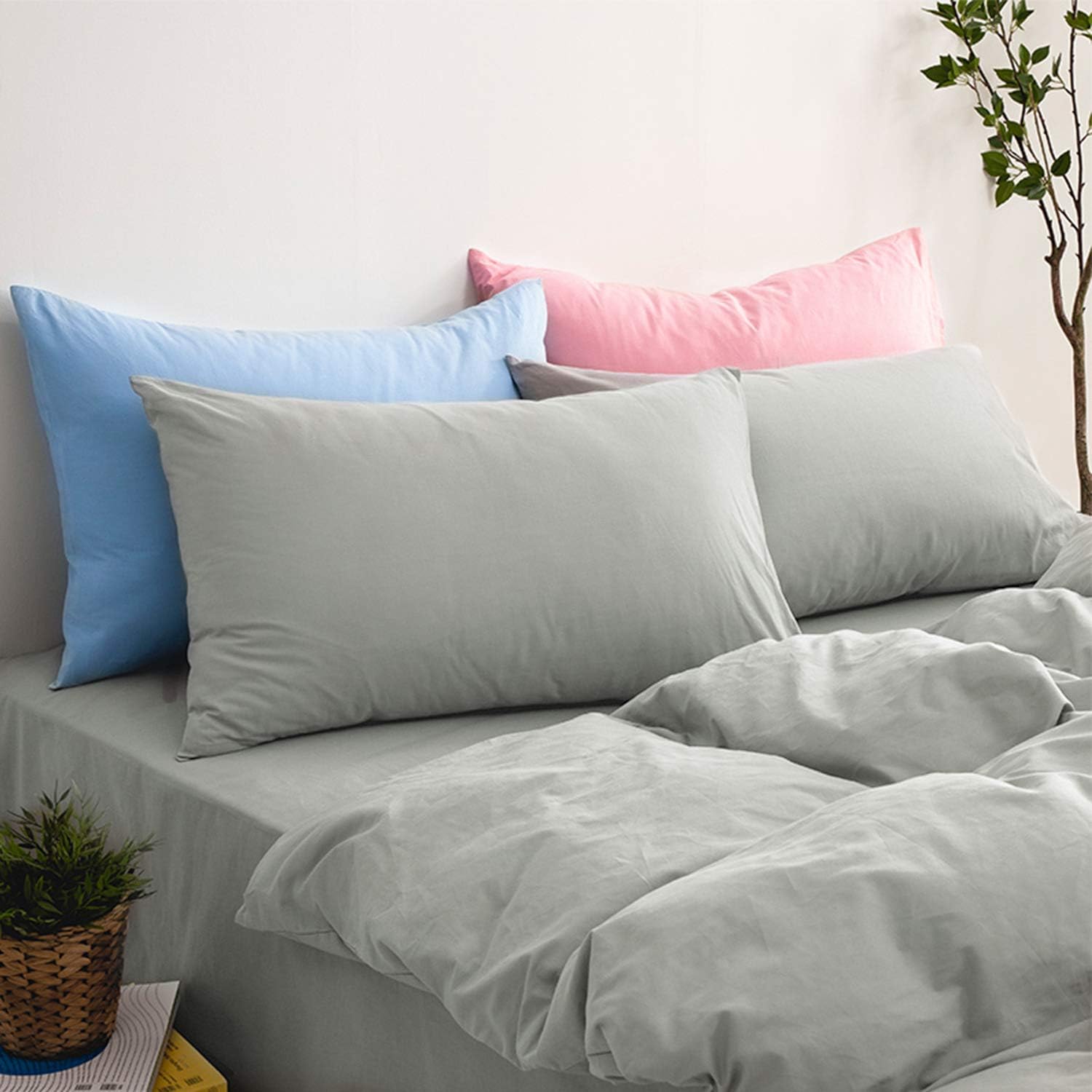 Ntbay King Pillowcase Set - 2 Pack Brushed Microfiber 20x40 Pillowcases - Soft, Wrinkle-Free, Fade-Resistant, Stain-Resistant, Purple Pillo…