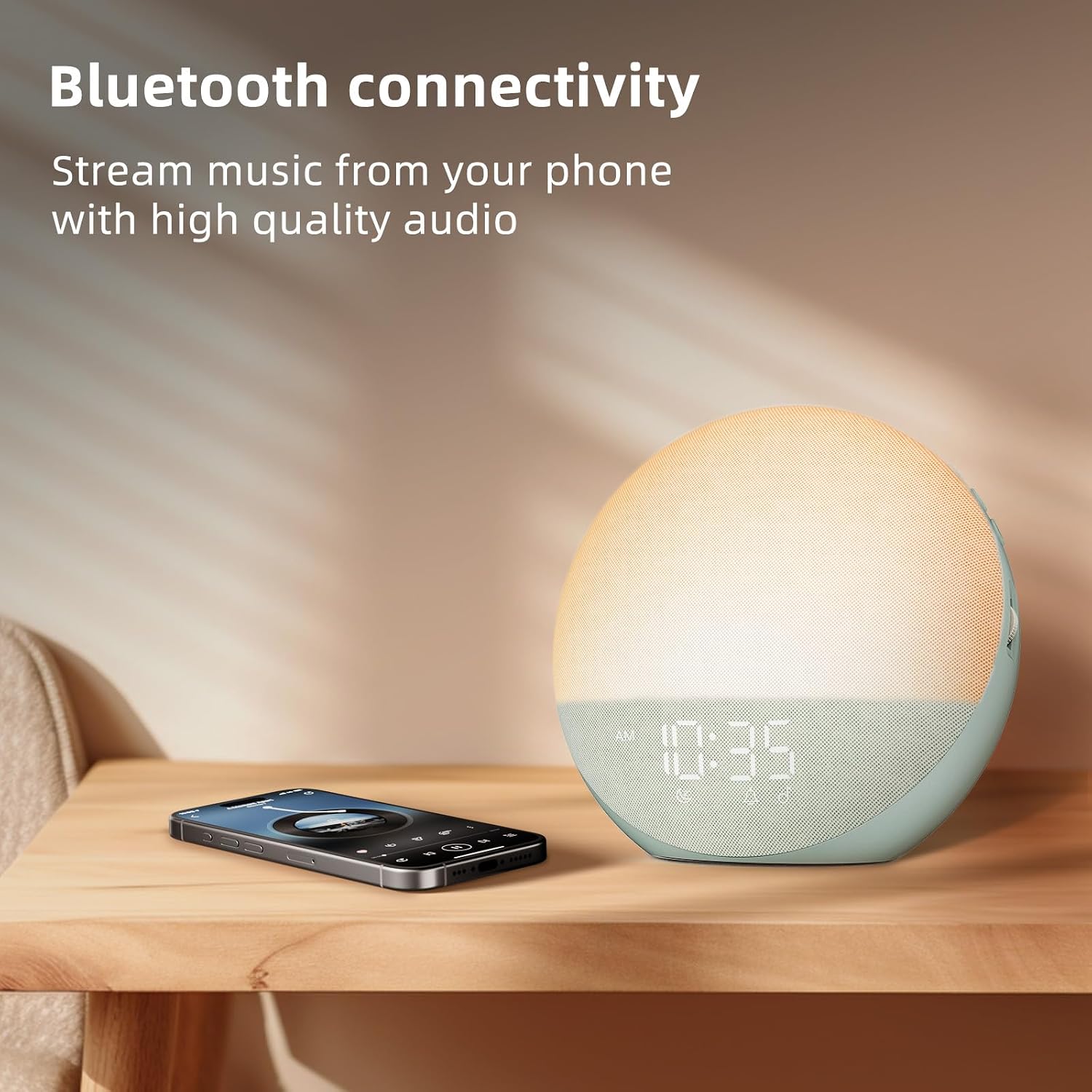 Odokee Sunrise Alarm Clock White Noise Machine: Natural Wake Up Light - Dimmable Clock with Bluetooth Speaker for Bedroom - 25 Sleep…