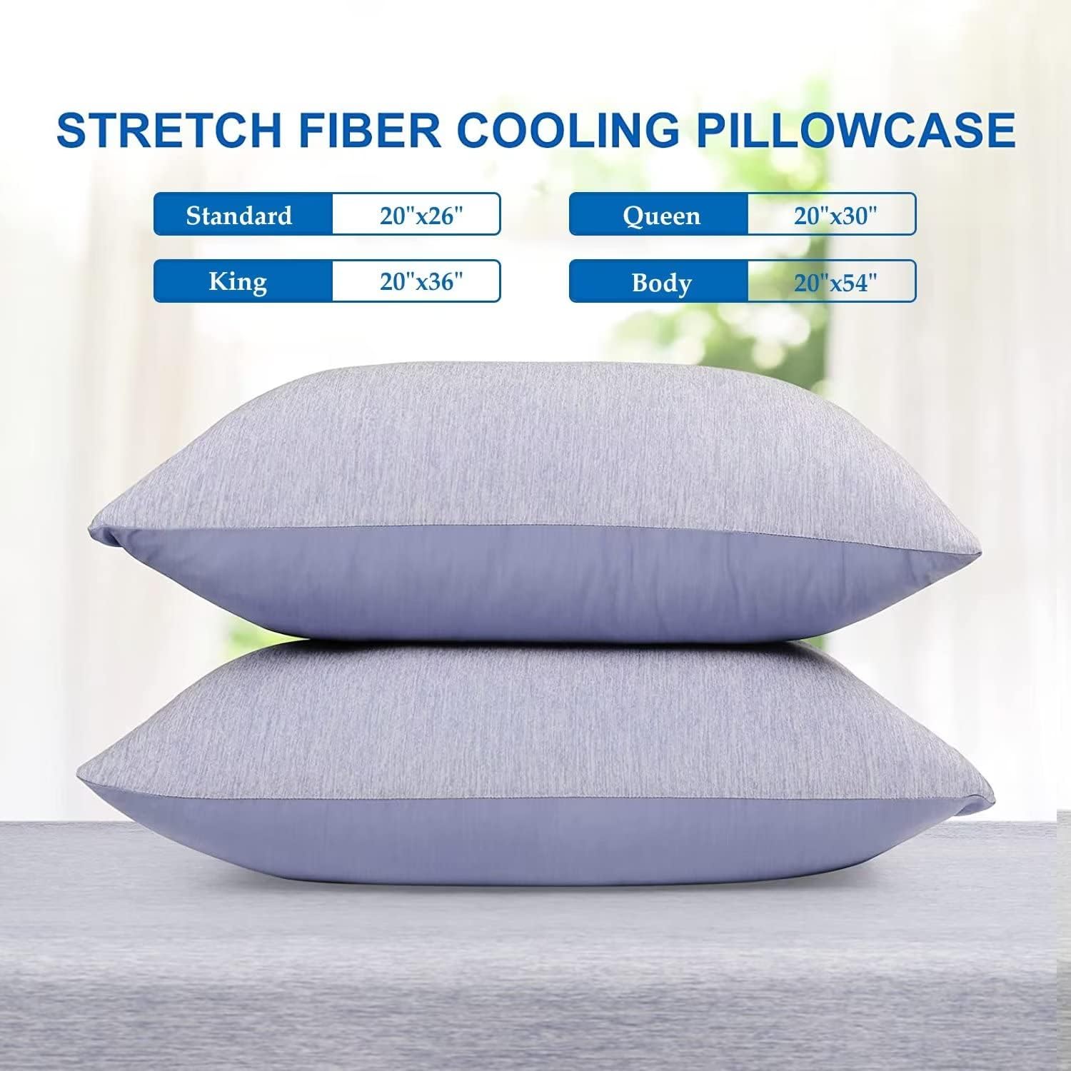 Homfine Cooling Pillowcases Queen Size - Double Side Q-Max 0.439 Cooling Fiber for Pillow Protector, Breathable Cold Pillow Cover for Hot S…