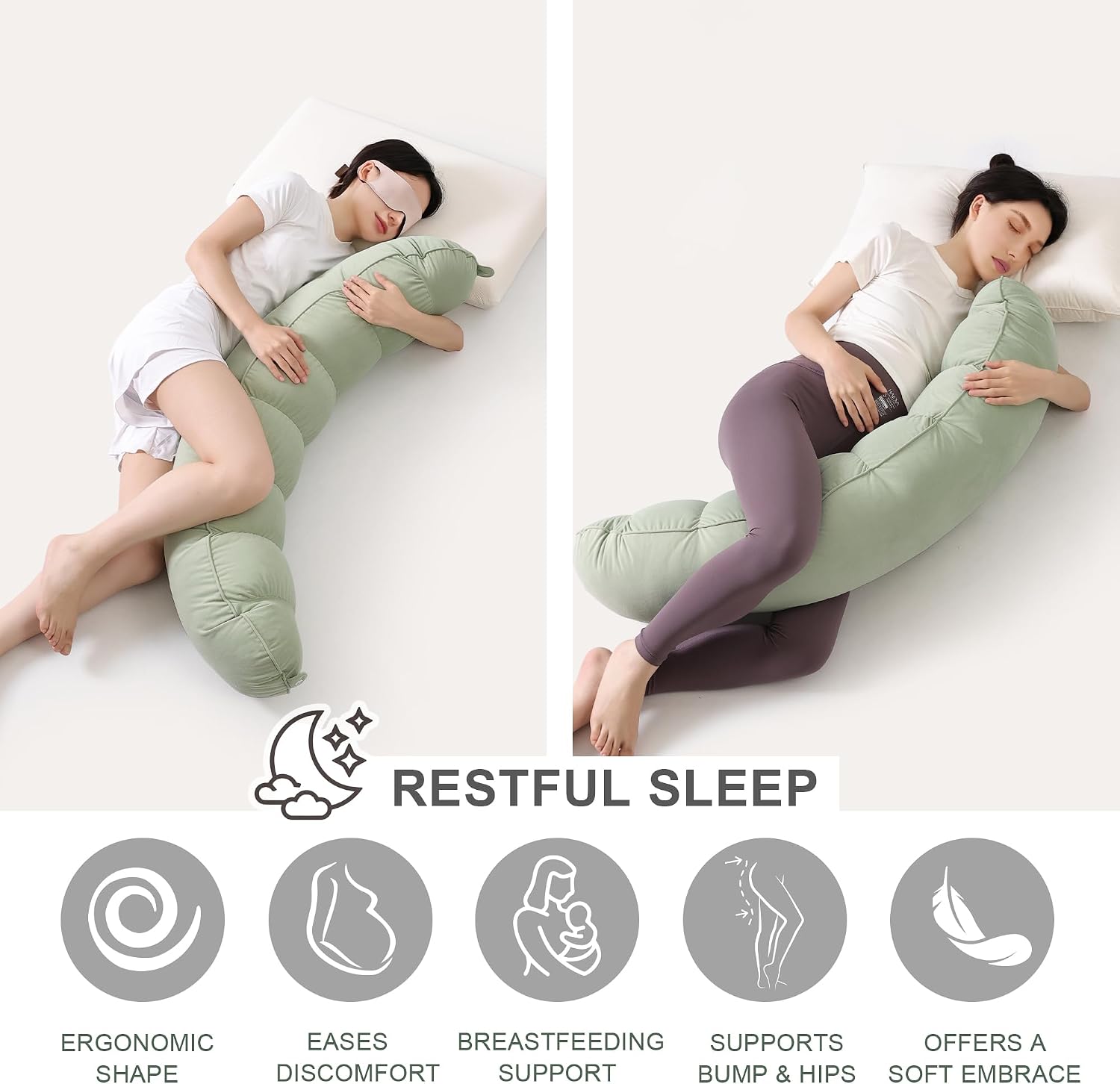 Peallow(Pat. Pend) – Long Round Body Pillow for Adults, Bolster Pillow for Sleeping, Soft and Supportive Pillow for Sleeping & Lumbar…