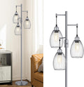 Torondo Dimmable Industrial Floor Lamps for Living Room, Gray Tree Standing Tall Lamps with 3 Elegant Teardrop Cage Head & 800 Lumens LED…