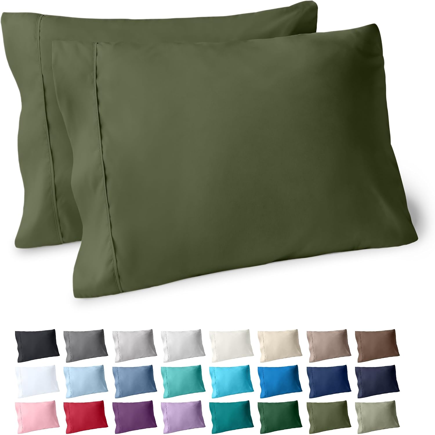 BareHome Bare Home Microfiber Pillow Cases - Standard/Queen Size Set of 2 - Cooling Pillowcases - Double Brushed - Cypress Pillowcases 2 Pa…