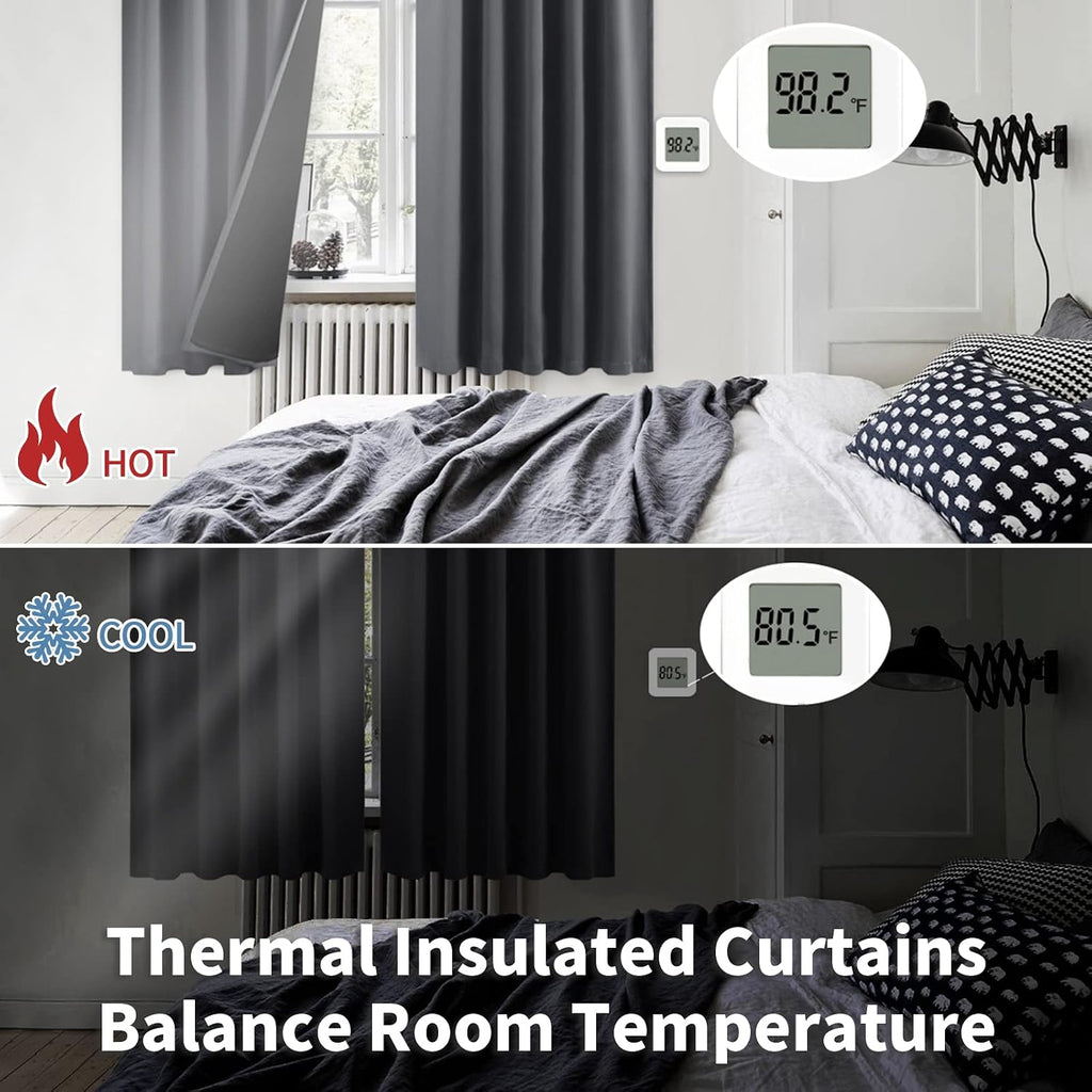 BGment 100% Room Darkening Thermal Insulated Blackout Curtains 72 Inches Long for Bedroom, Rod Pocket and Back Tab Double Layer Noise…