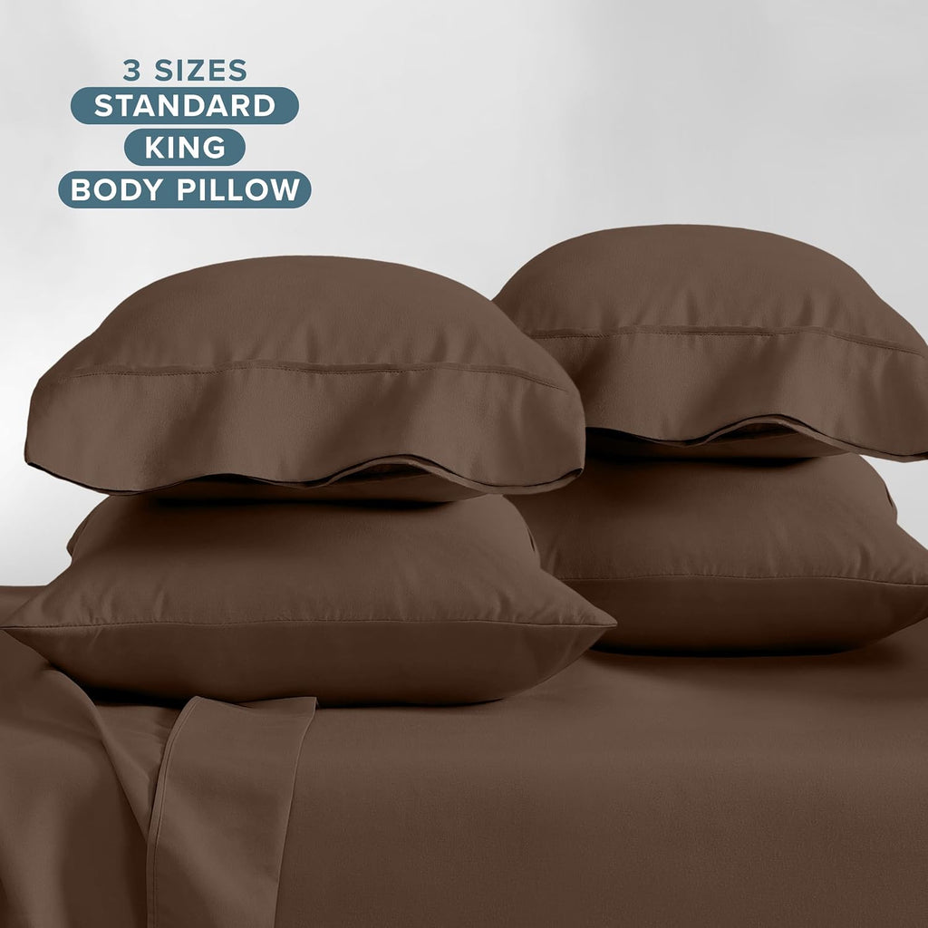 BareHome Bare Home Microfiber King Size Pillowcases - 4 Pack, Cocoa, 20x40 4 Pack