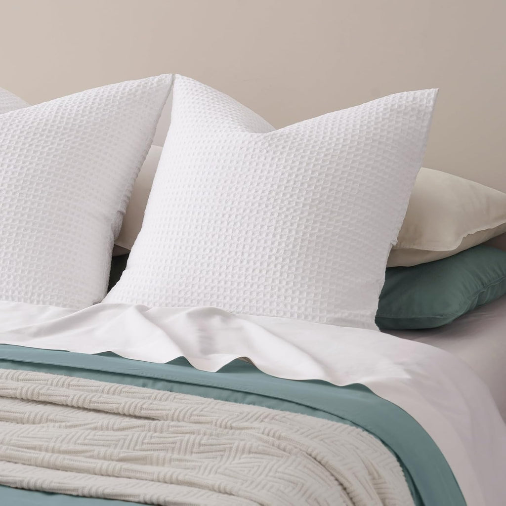 Phf Ultra Soft Waffle Weave Euro Shams Pillow Covers, No Filling, 2 Pack 26" x 26" Bed Cushion Covers, Breathable & Skin-Friendly Bed Pillo…