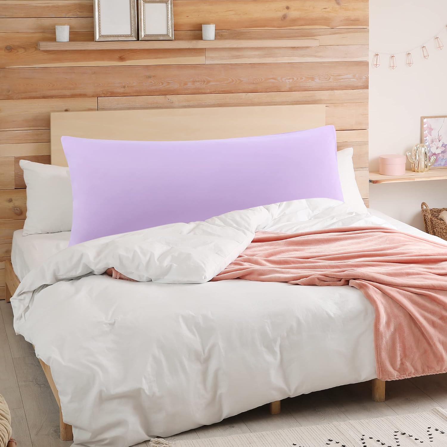 uxcell Soft Microfiber Body Pillow Cover with Zipper Closure, Long Pillow Cases for Body Pillows Weave for 90 GSM Polyester, Violet Body (2…