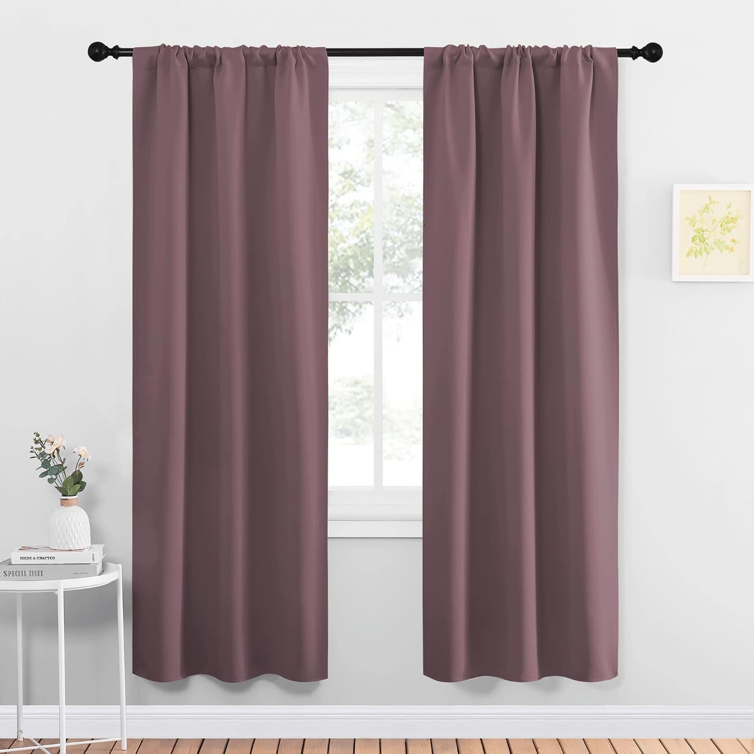 NICETOWN Blackout Curtains for Living Curtains, Window Treatment Thermal Insulated Solid Room Darkening Drape Panels for Girls Room (Dry…