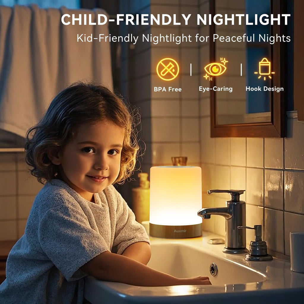 Auxmir Nursery Night Light for Baby, Rechargeable Touch Lamp for Breastfeeding & Diaper Changes, 256 RGB Colors 5 Brightness Levels, Timer,…