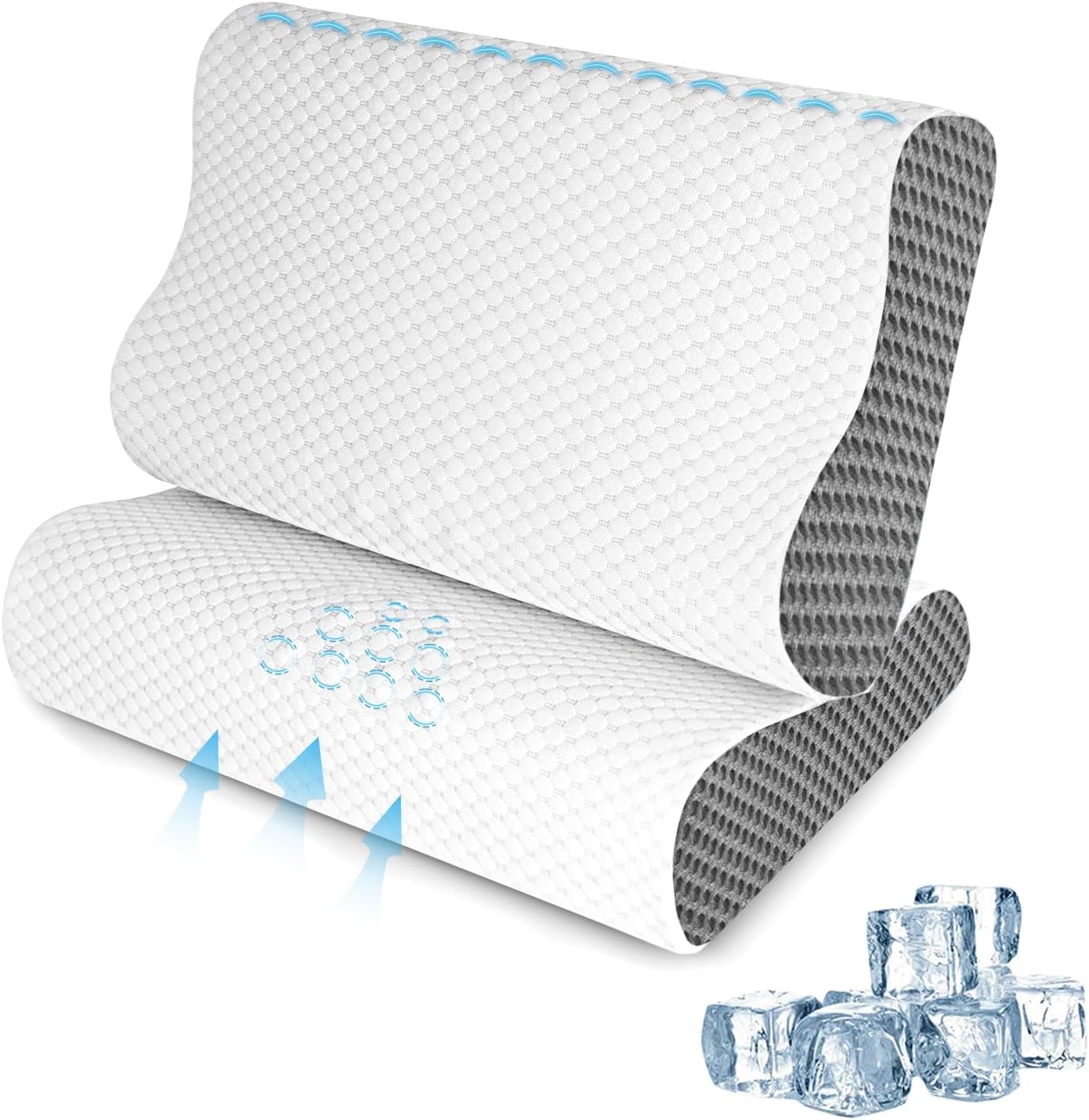 Bedcool Memory Foam Pillows 2 Pack Neck Pillow - Neck Support Pillow for, Ergonomic Cervical Pillow for Sleeping, Orthopedic Contour Bed P…