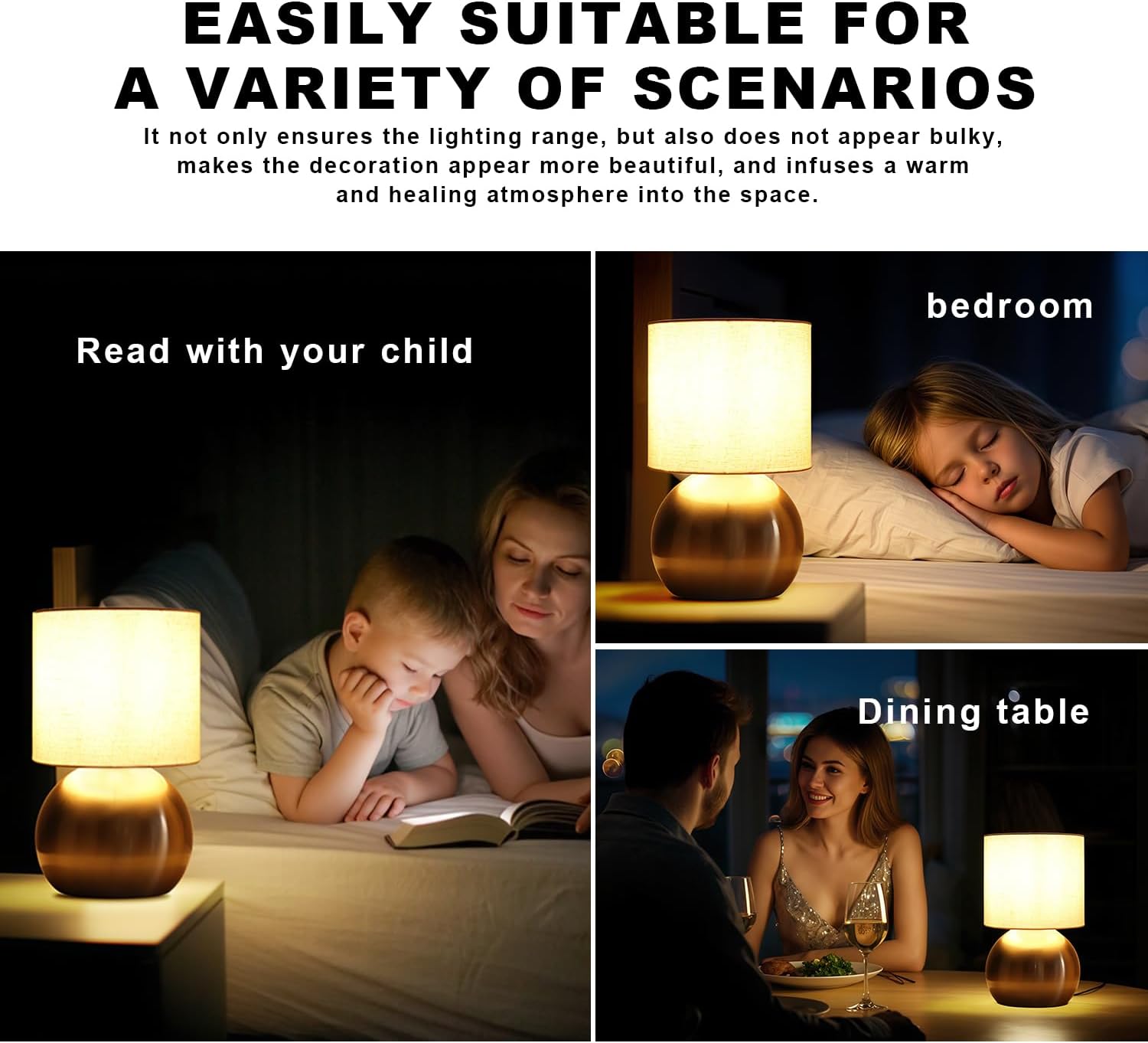Modern Small Table Lamp Set of 2, Minimalist Nightstand Bedside Lamps with One-Button Inline Switch, 10.4 Inch Desk Light for Bedroom…