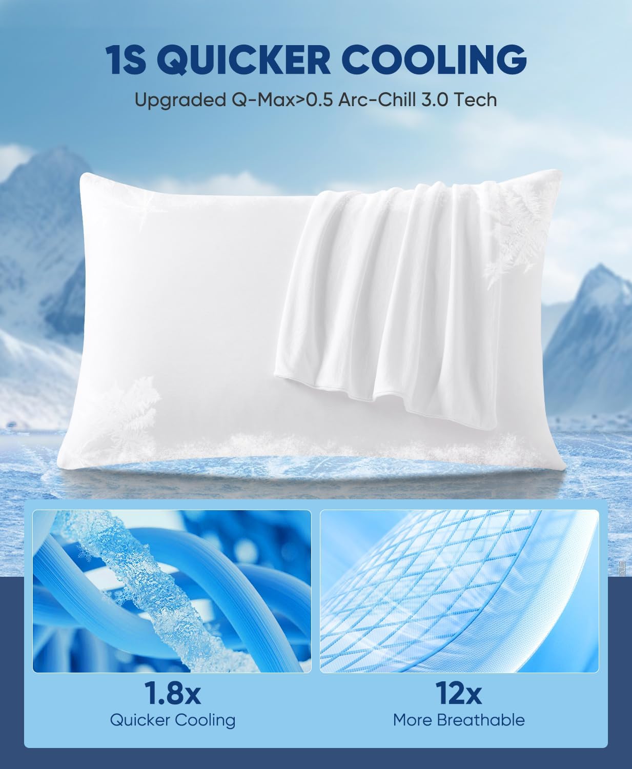 Luxear 2 Pack Cooling Pillow Cases King Size, Arc-Chill Q-Max > 0.5 for Hot Sleepers, Hair & Skin Friendly, Double-Sided, Machine Washable,…