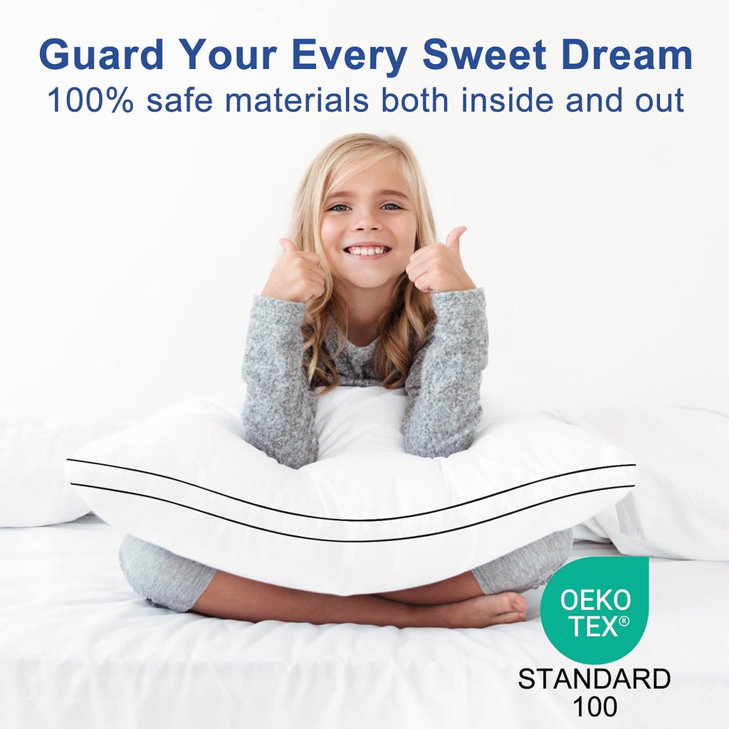 Chokit Pillows Queen Size Set of 4, Fluffy and Supportive 7D Down Alternative Bed Pillows, Luxury Soft Hotel Quality Gusseted Pillow for Si…