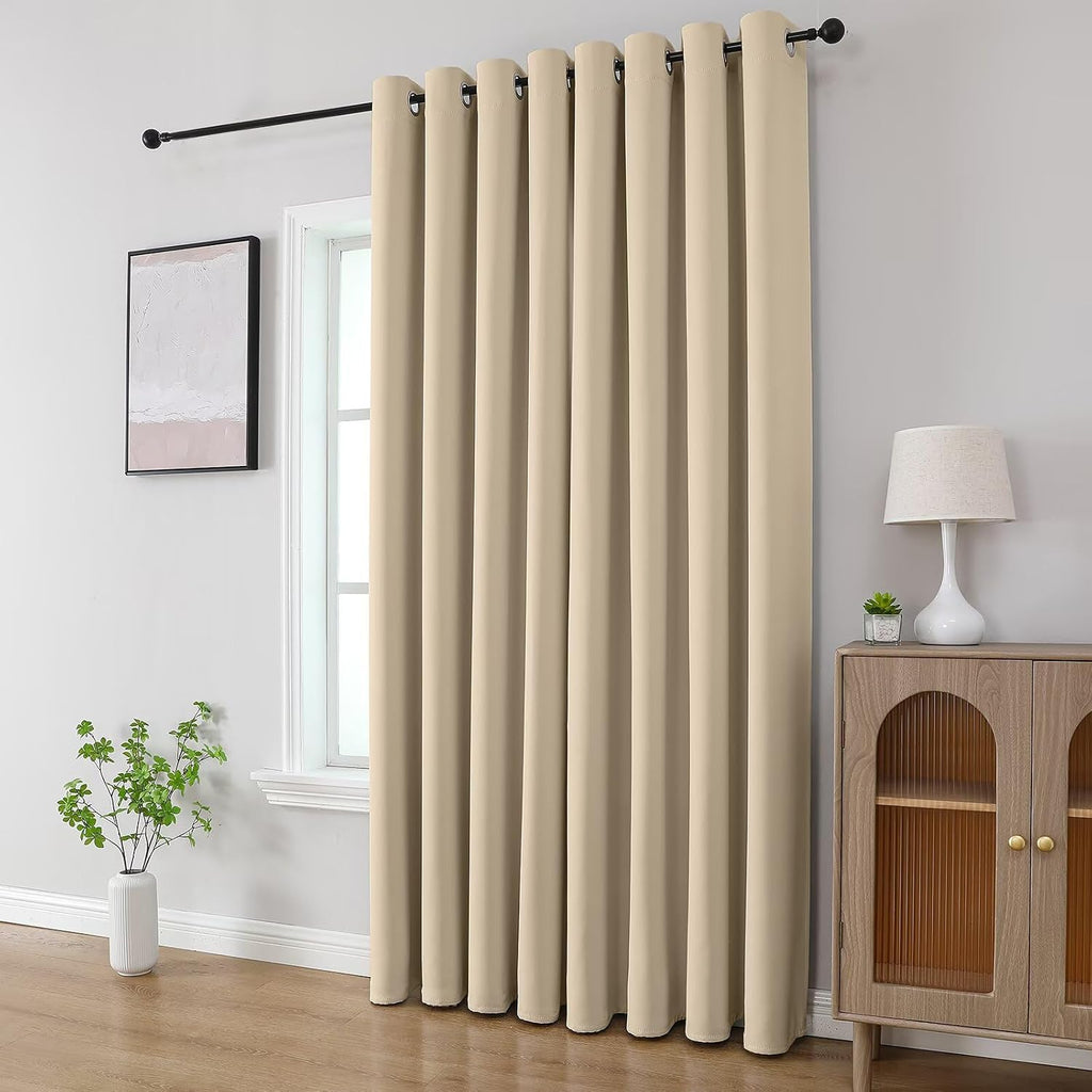 CUCRAF Custom Light Beige Blackout Curtains 1 Panel Set, Thermal Insulated Grommet Room Darkening Curtain for Living Room Bedroom, Light…