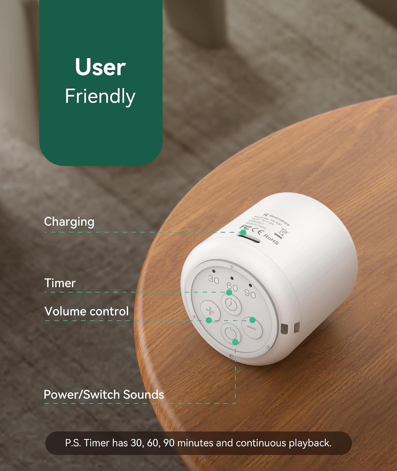 White Noise Sound Machine - Portable Sound for Sleep, Travel Sound Machine for Baby Adults, 16 Nature Sound, Timer, White Noise Machine…
