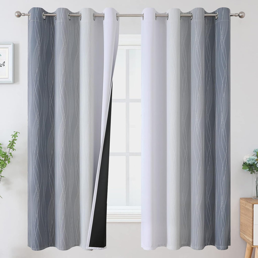Estelartextiler Estelar Textiler Grayish White and Grey Blackout Curtains for Living Room, Ombre Thermal Insulated Noise Reducing Blackout…