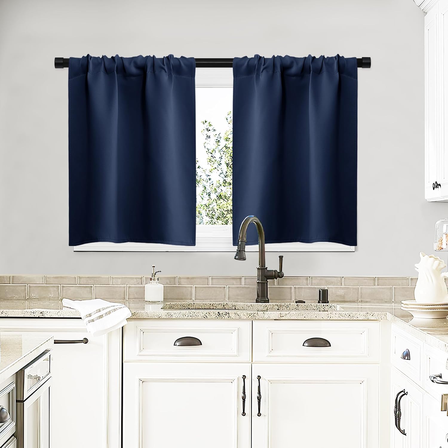 NICETOWN RV Blackout Curtains for Camper Windows, Kitchen Curtains, Short Blackout Curtains & Drapes, Thermal Insulated Rod Pocket Window…