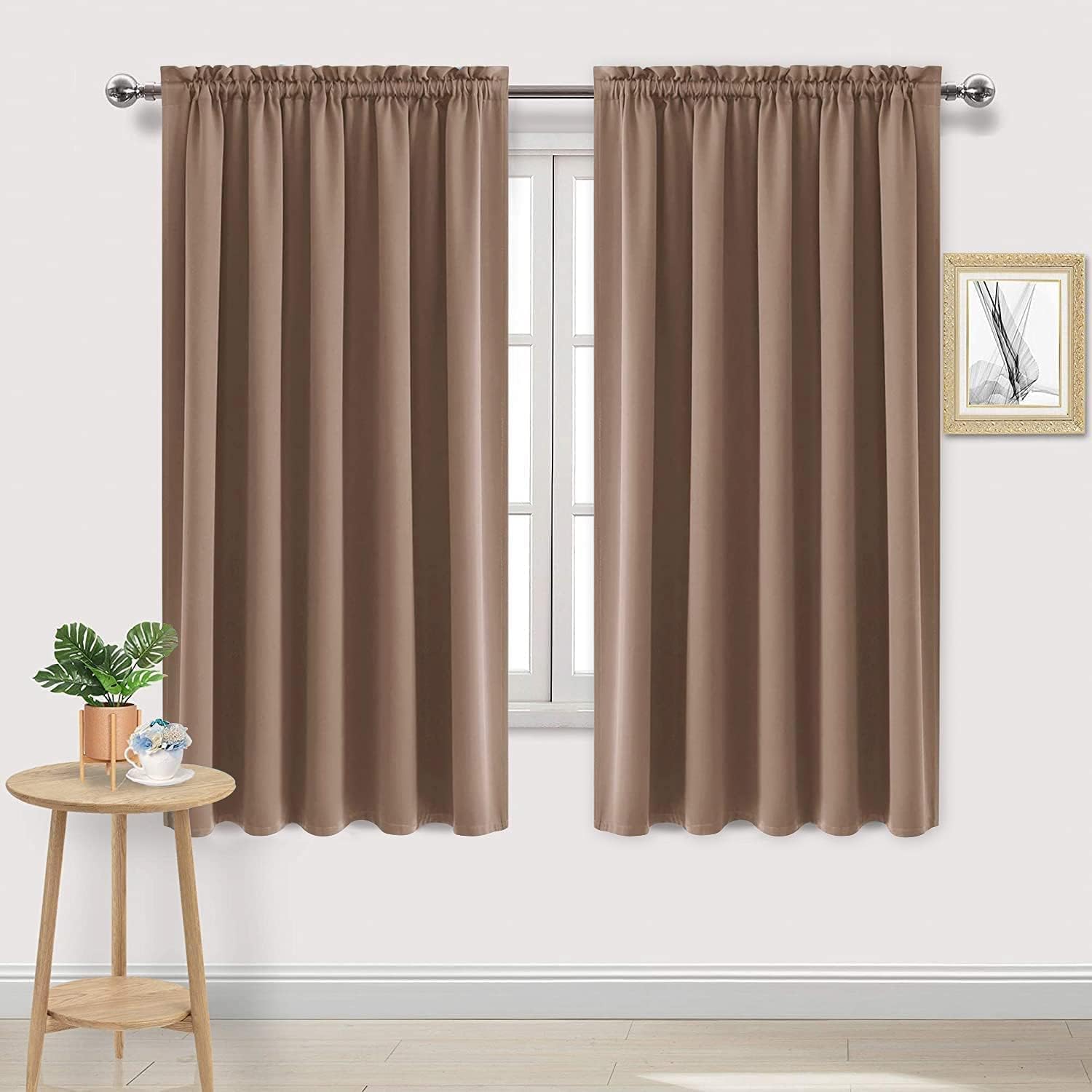 DWCN Blackout Curtains for Living Room Thermal Insulated, Energy Saving & Noise Reducing Bedroom Curtains, Khaki, W 70x L 72 Inch, Set of…