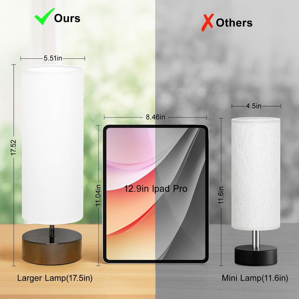 Touch Table Lamp, 3-Way Dimmable Modern Minimalist Accent Bedside Lamp with Cylinder Fabric Shade, Night Light Nightstand Desk Lamp for…
