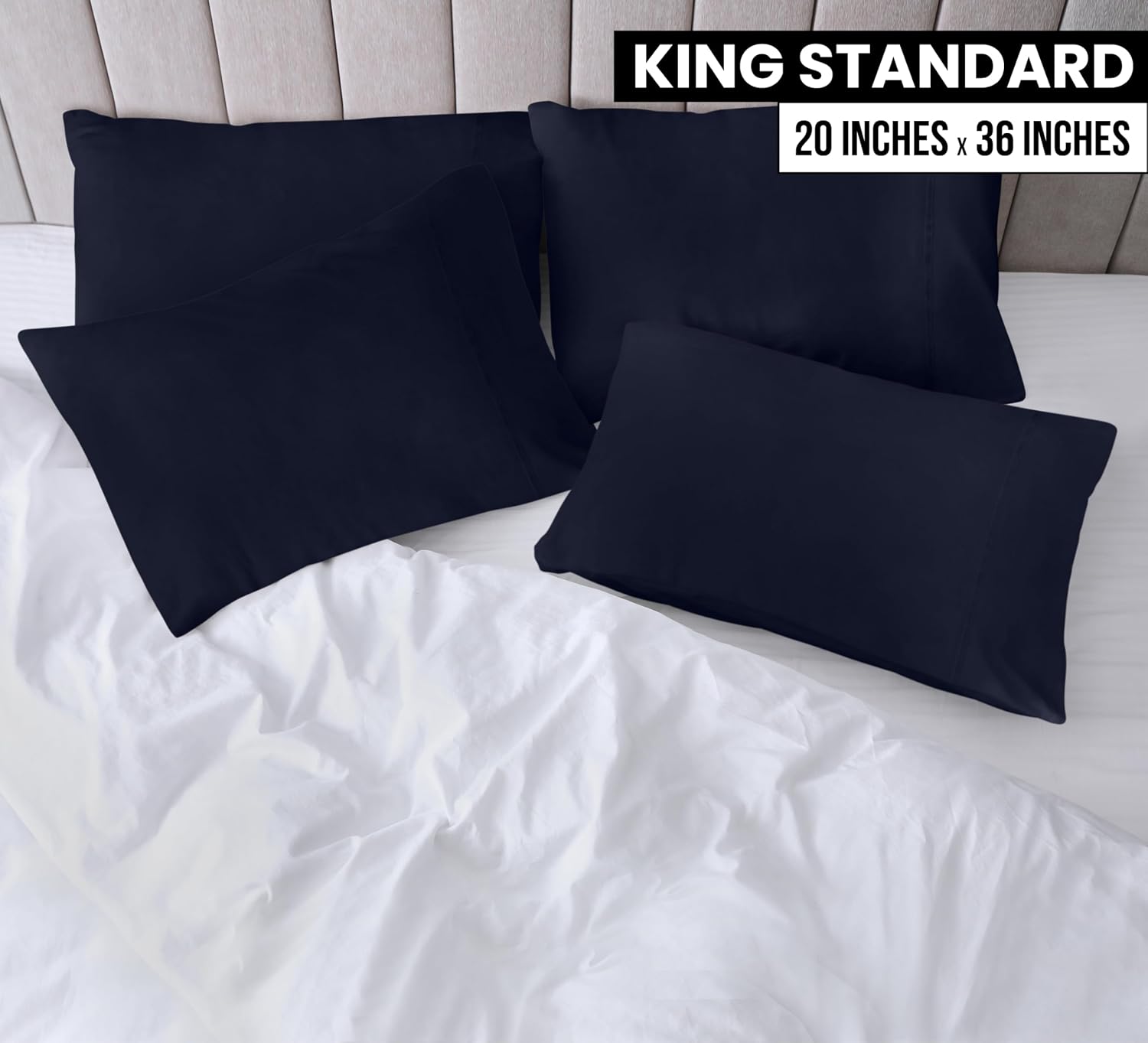 Utopiabedding Utopia Bedding King Standard Pillow Cases - 4 Pack - Envelope Closure - Soft Brushed Microfiber Fabric - Shrinkage and Fade R…