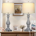 Cinkeda 29" Tall Farmhouse Table Lamp for Living Room Set of 2, Vintage Retro Nightstand Lamps with USB C+A Ports & AC Outlet,3-Way…