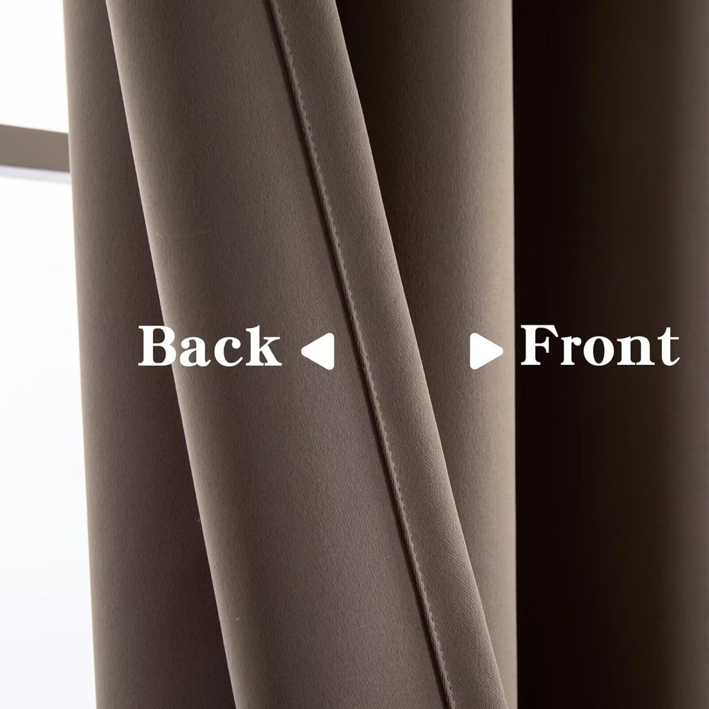 Igemaeve 100% Blackout Curtains for Bedroom Living Room, Sliding Door Khaki Curtains 84 Inch Length, Wide Privacy Room Divider Grommet Ther…