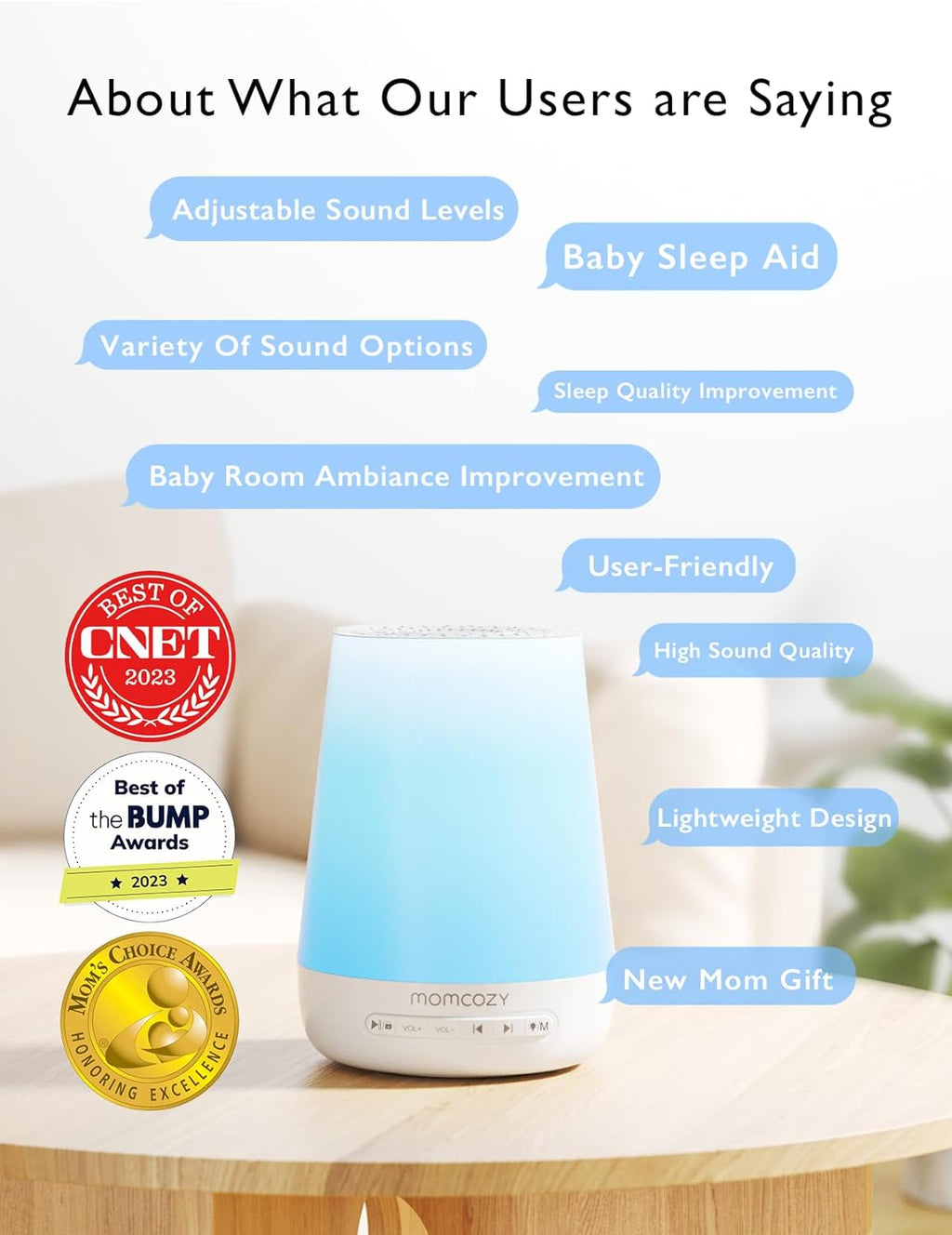 Baby Sound Machine, Momcozy White Noise Machine for Baby Sleeping with Night Light, Toddler Sleep Trainer 34 Soothing Sleep Sounds…