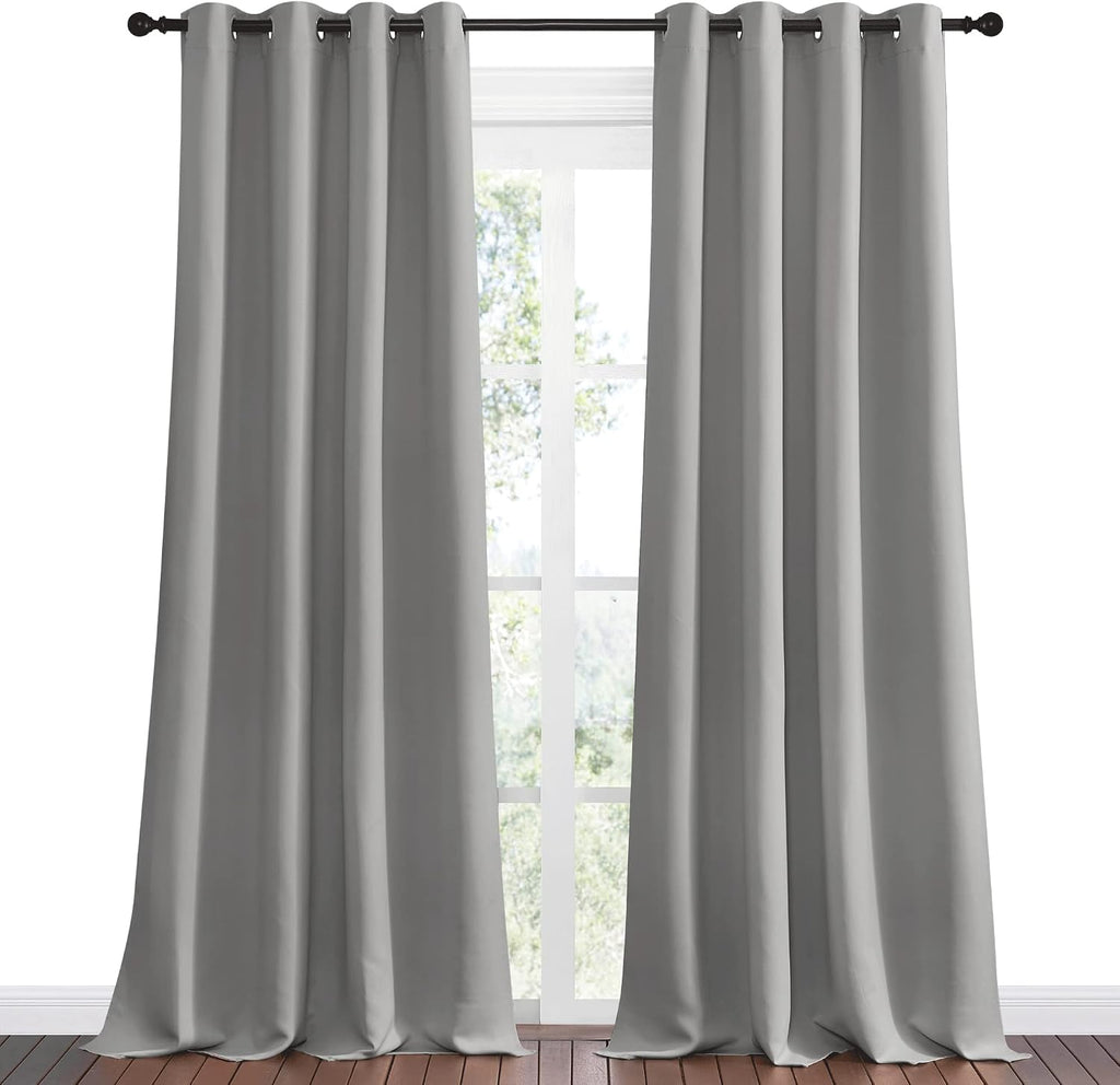 Nicetown Silver Grey Room Darkening Curtain Panels 90" Long for RV, Play Room, Studio, Heat Block Out and Keep Warm Drapes Window Treatment…