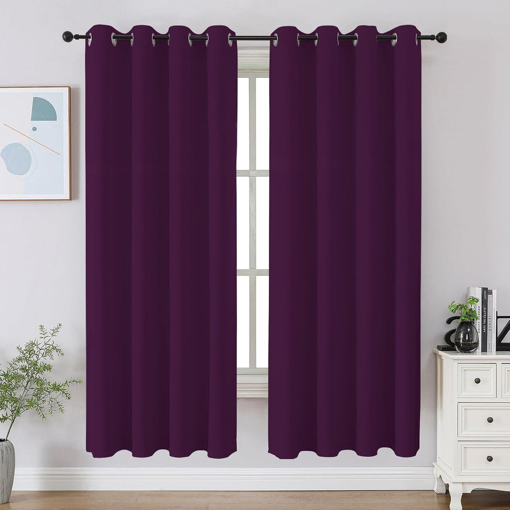 Cucraf Purple Blackout Curtains 63 inch Length 2 Panels Set, Room Darkening Drapes for Living Room Bedroom, Thermal Insulated Light Blockin…