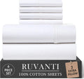 Ruvanti 100% Cotton Percale Sheets Full Size 6 Piece Set, Cooling Bed Sheets for Hot Sleepers, Deep Pocket 16”, Breathable Lightweight & Du…
