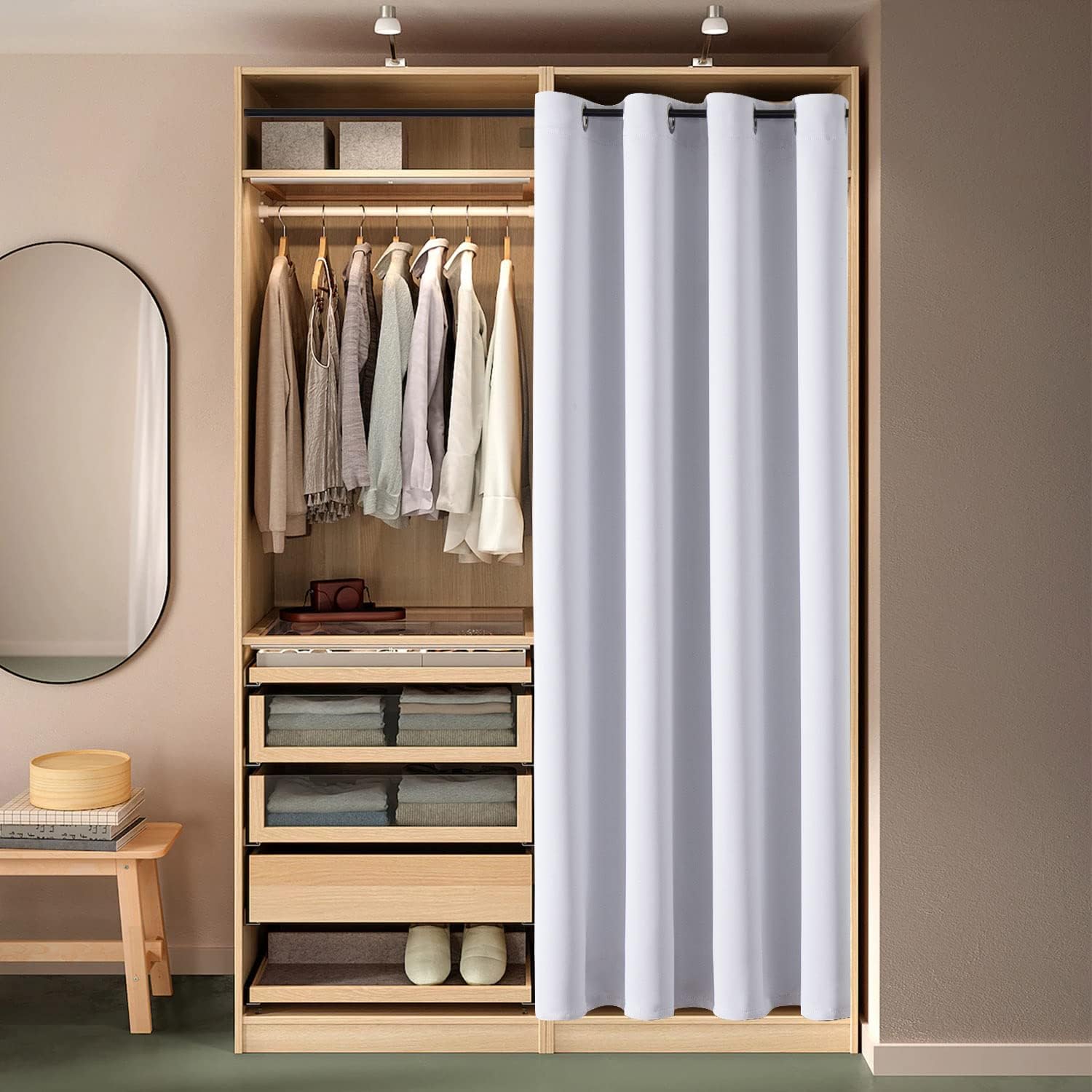 ChrisDowa Blackout Door Curtains for Doorway Privacy, Grommet Closet Curtain for bedroom closet door, Thermal Insulated Temporary Door Cove…