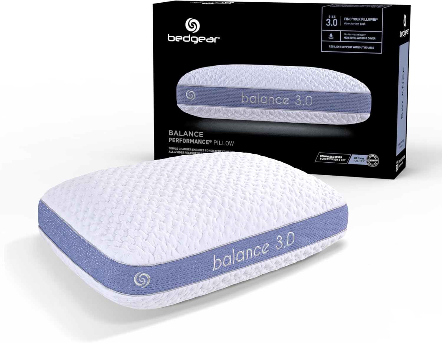 Bedgear Balance Performance Pillow – 3.0 - Moisture Wicking Bed Pillow for All Sleep Positions - Medium Firmness Bed Pillow - Washable…