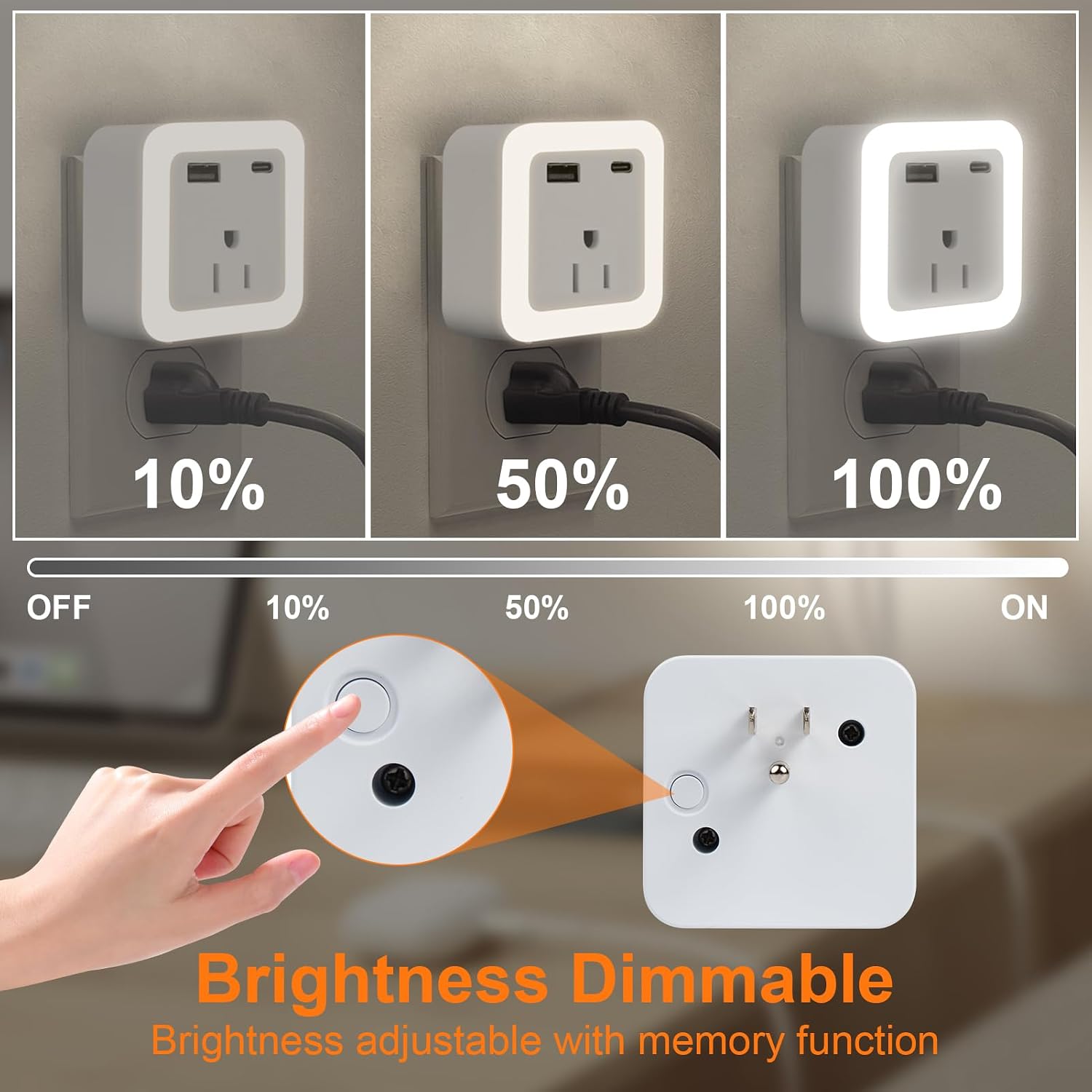 Night Lights Plug Into Wall 2 Pack Rechargeable Battery Backup Light Dusk to Dawn Sensor Night Light with Outlet Expander for Adults Kids…