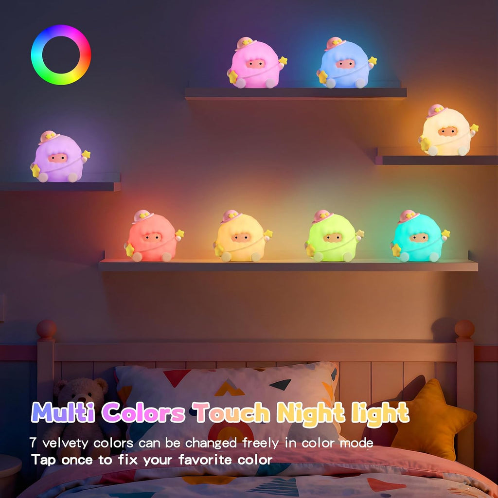 Baby Night Light, Touch Control Rechargeable Nursery Lamp with Dimmable Soft Light, Portable 3 Brightness Level and 7 Colors LED…