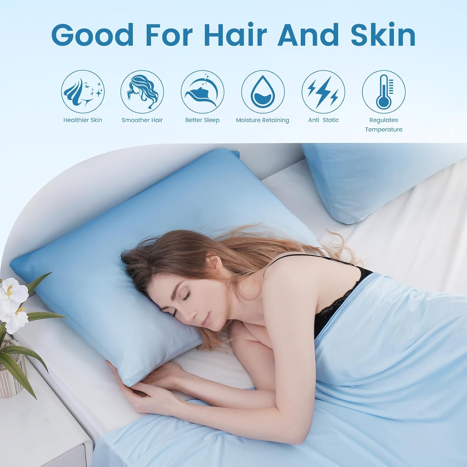 Luxear Cooling Pillow Cases, 2 Pack King Size Arc-Chill Q-max > 0.5 Gradient Cool Pillowcases for Hair Skin, Breathable Silky Cooling Summer…